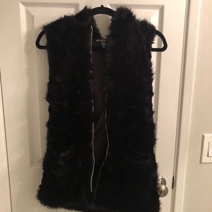 Zara faux fur vest with hood